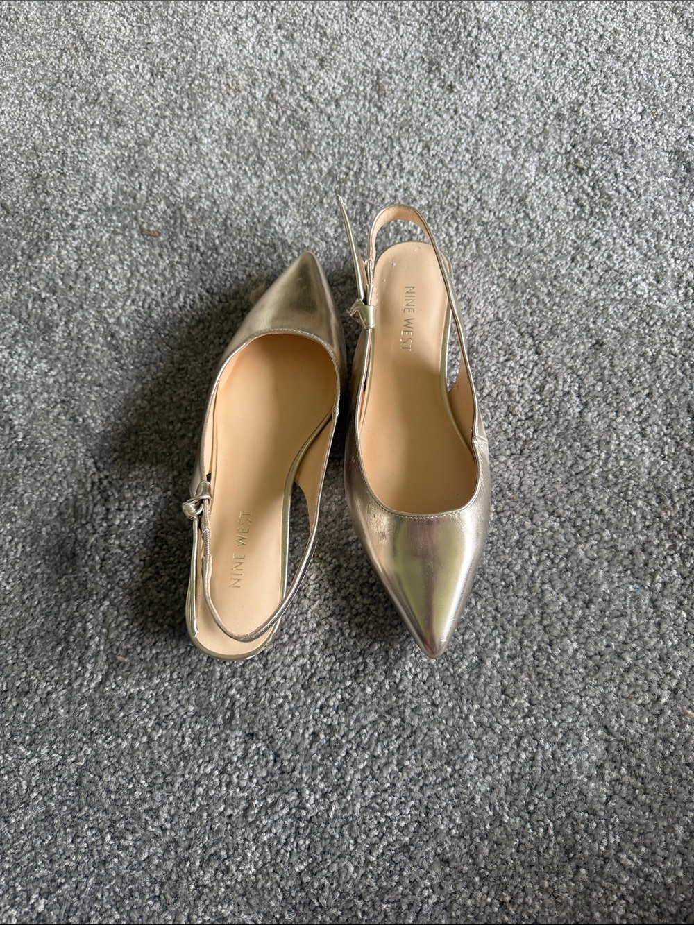 Nine West Metallic Silver Pointed Slingback Mules